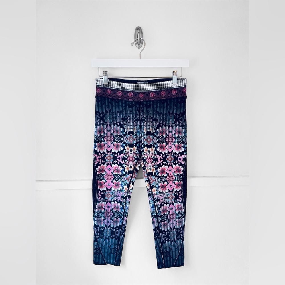 Nanette Lepore Pink Floral Mesh 7/8 Ankle Leggings